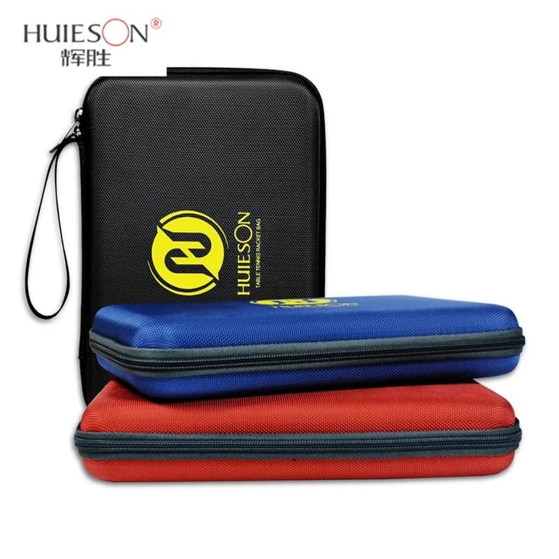 Ping Pong Huieson Hard Square PU Ping Pong Bag Waterproof Ping Pong Bag Black Red Blue