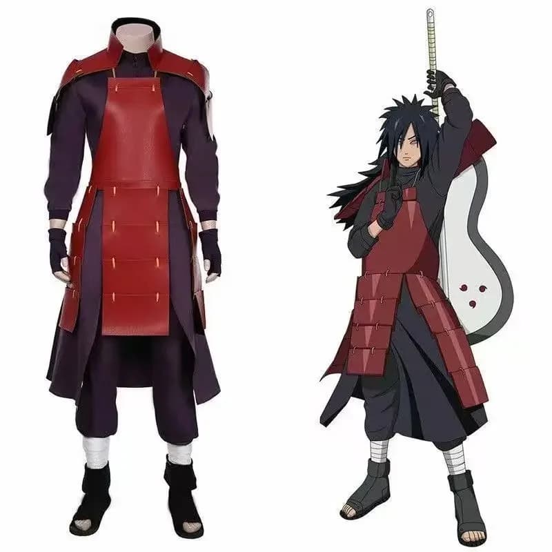 Costume Cosplay Anime Akatsuki Uchiha Madara, Armatura con Pantaloni Foderati, Costume per Halloween e Feste in Maschera