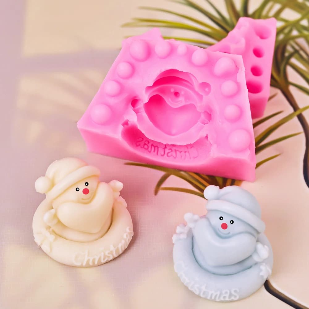 Hands Up Snowman Candle Silicone Open Close Mold Cartoon Santa Plaster Mould DIY Human Chocolate Christmas Day Party Resin Decor