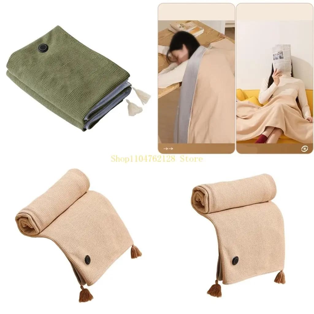 Scialle riscaldato elettrico per coperte con cerniere morbide per donna con 3 impostazioni calore e alimentazione USB.