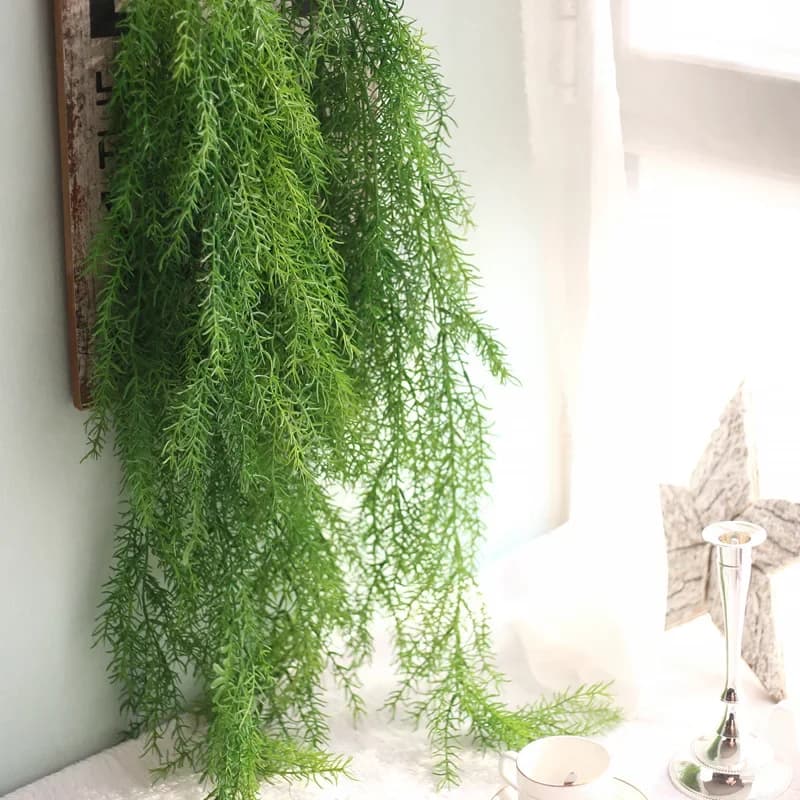 105CM Artificial real touch pine needle wall hanging vine simulation leaves home wedding party green plant wall decoration