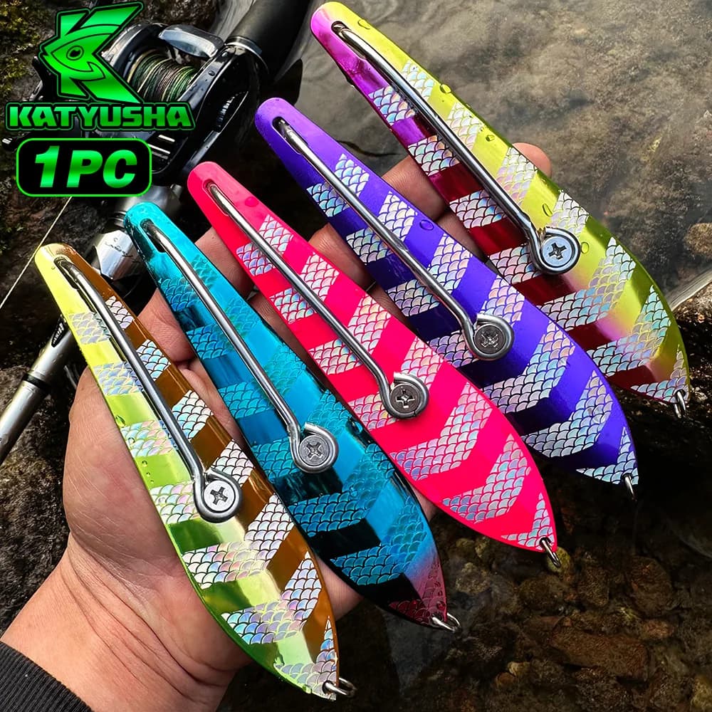 PROBEROS Nuovo amo singolo a 6 colori con paillettes grandi in acciaio inossidabile - per la pesca in barca, la pesca a traina in mare, la pesca elettrica