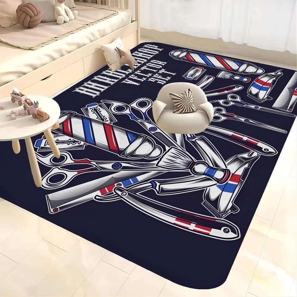 Barber shop retro Floor Mat Bathroom Mat Kids Room Bedroom Decoration Balcony Anti-Slip Doormat Living Room Welcome Rug