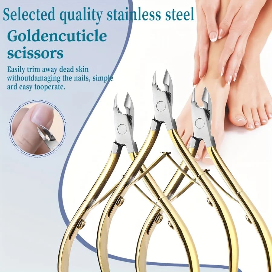 Tronchesino per Cuticole in Acciaio Inossidabile Placcato Oro, Strumento Professionale per Manicure e Pedicure, Cura dei Piedi