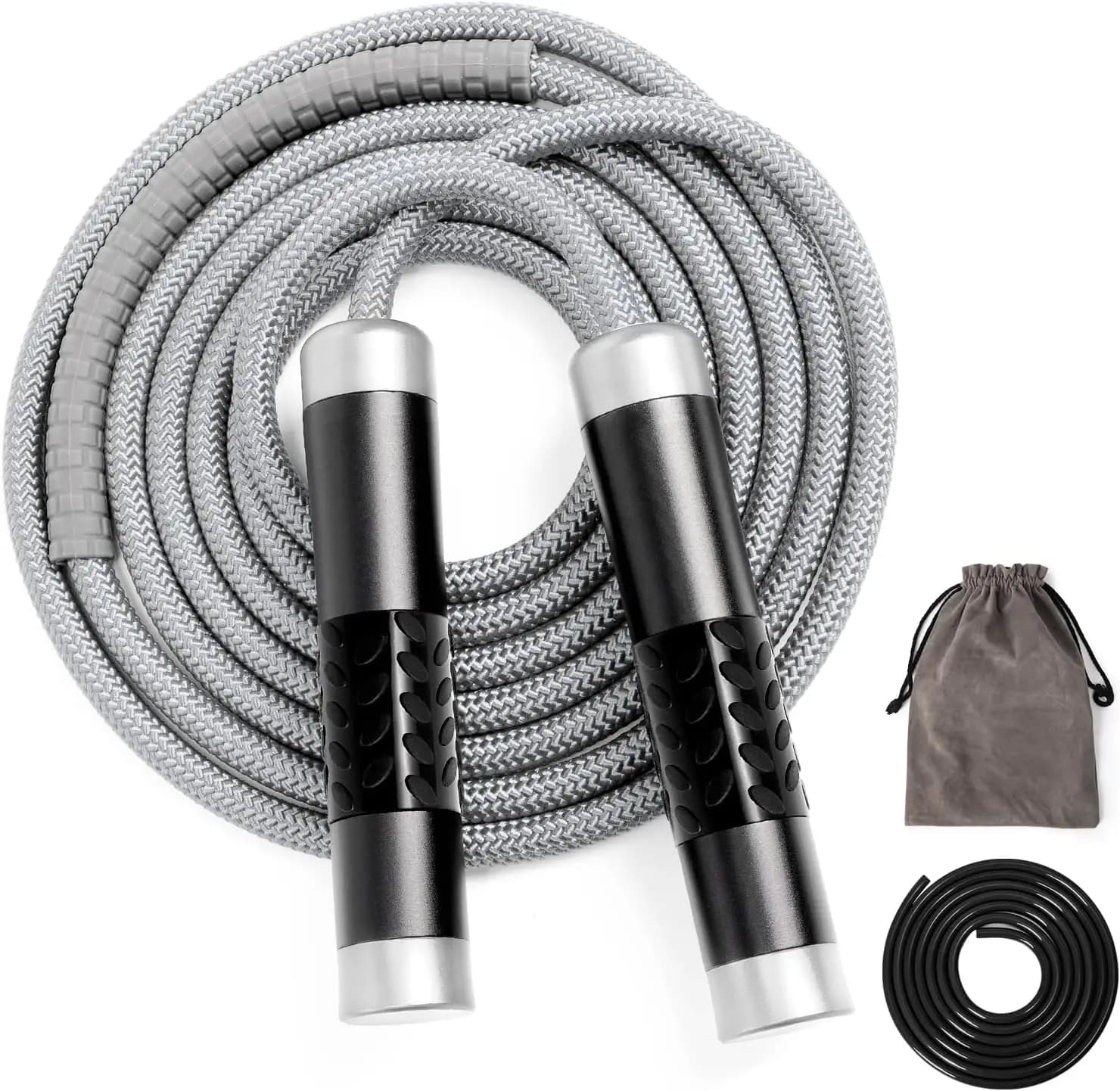 Corda per Saltare Pesata da 1LB, Manici in Alluminio per MMA, Boxe, CrossFit, Cuscinetti Anti-Groviglio, Corda Regolabile in Cotone e PVC da 9mm