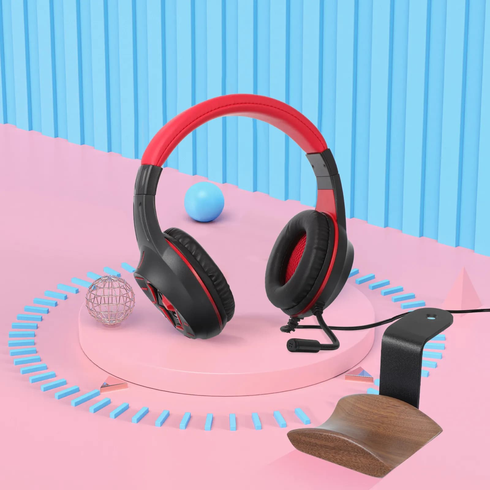 Headphone Wall Mount Holder 2.3 Wide Walnut Wood Headset Hook Space Saving Gaming Office Home Headphone Bracket Rack