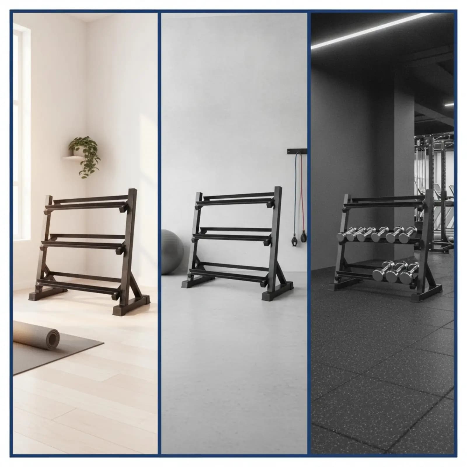 Three-Tier Dumbbell Rack Floor-Standing Dumbbell Storage Rack Long-Lasting