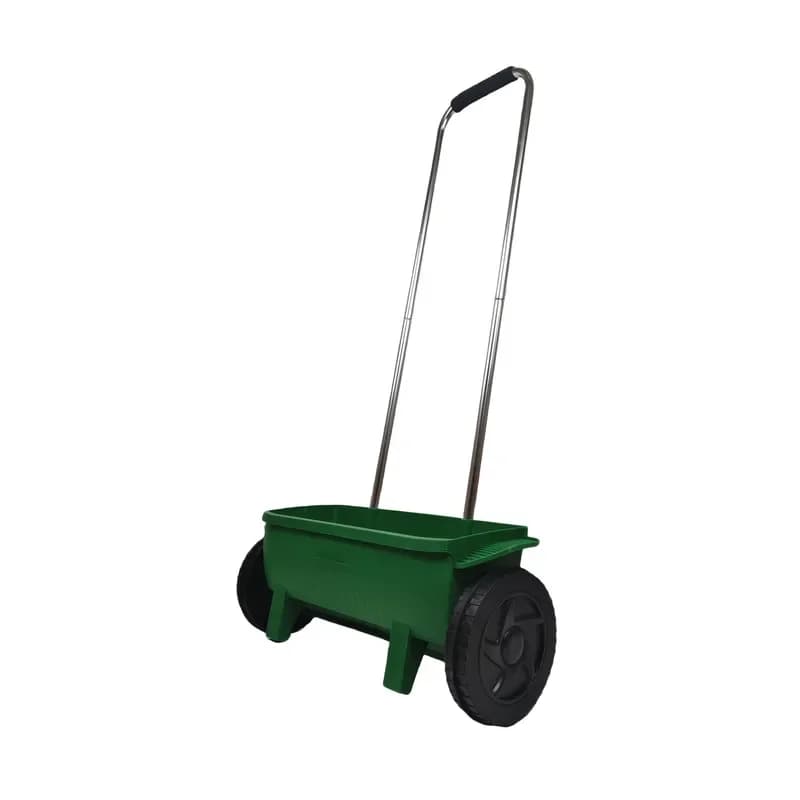 12L Manual Seed Spreader Push Type Garden Tool with Wheels Soft Handle for Lawn Flower Fertilizer Salt Ice Melting