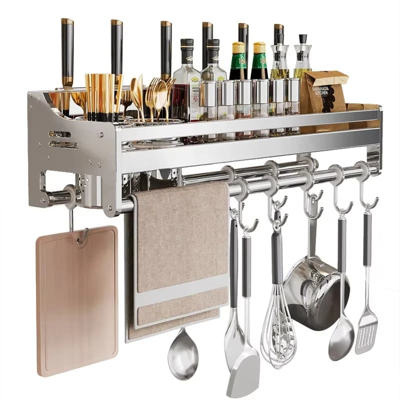 304 stainless steel wall door, with knife organizer, integrated kitchen holder without drill tip