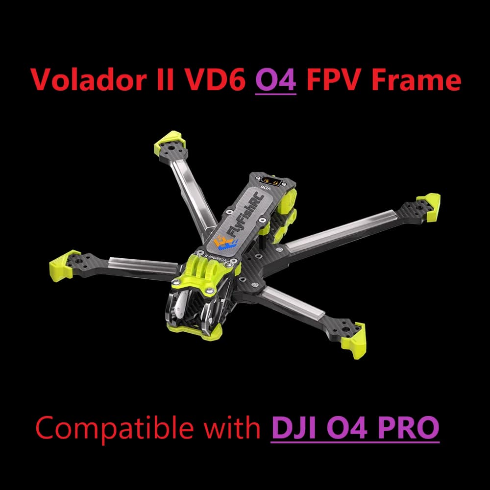 FlyFishRC Volador II VD6 V2 Deadcat T700 Kit Telaio da 6 Pollici Compatibile con DJI O4 Air Unit PRO per Drone Cinematografico FPV