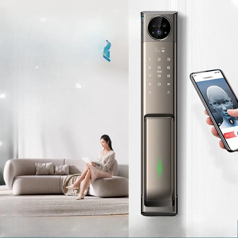 Serratura Intelligente Antifurto con Riconoscimento delle Vene Digitali, Controllo Vocale, Citofono Visivo, Riconoscimento Facciale e Impronta Digitale per Casa