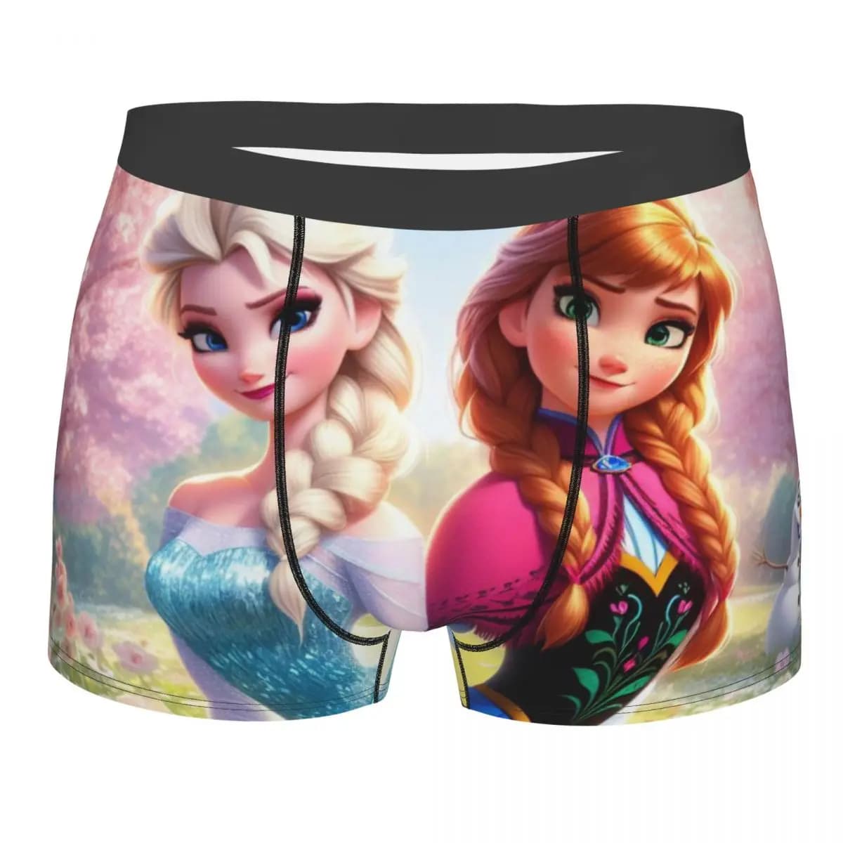 Boxer da Uomo Personalizzati Frozen con Elsa e Anna, Traspiranti