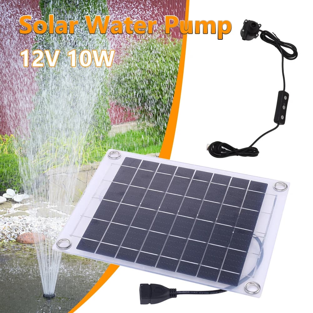 Pompa Solare 12V 10W per Decorazione Giardino, Mini Fontana Solare con Interruttore di Regolazione, Kit Pompa Solare per Piscina