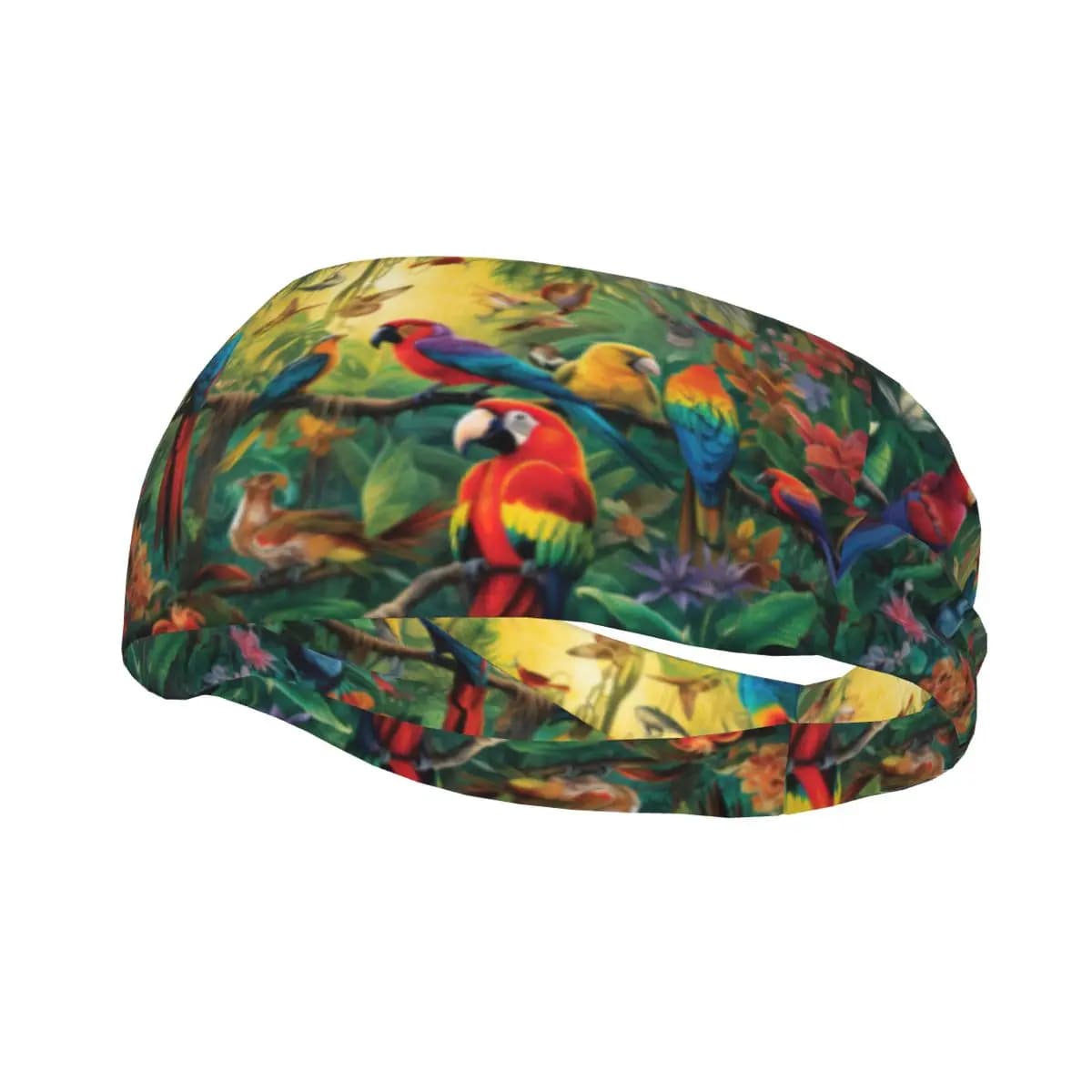 Fascia per capelli sportiva con uccelli tropicali (Macaw, Pappagallo, Tucano) – Fascia assorbente per fitness, ciclismo e jogging