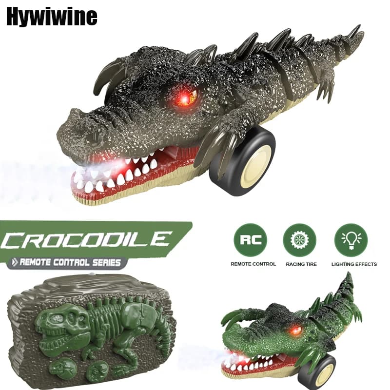 Giocattolo coccodrillo per auto RC con 360 ° Spin Swing Shakable Spray LED Stunt Giocattoli telecomandati per bambini Gioco per feste all'aperto Regalo di compleanno