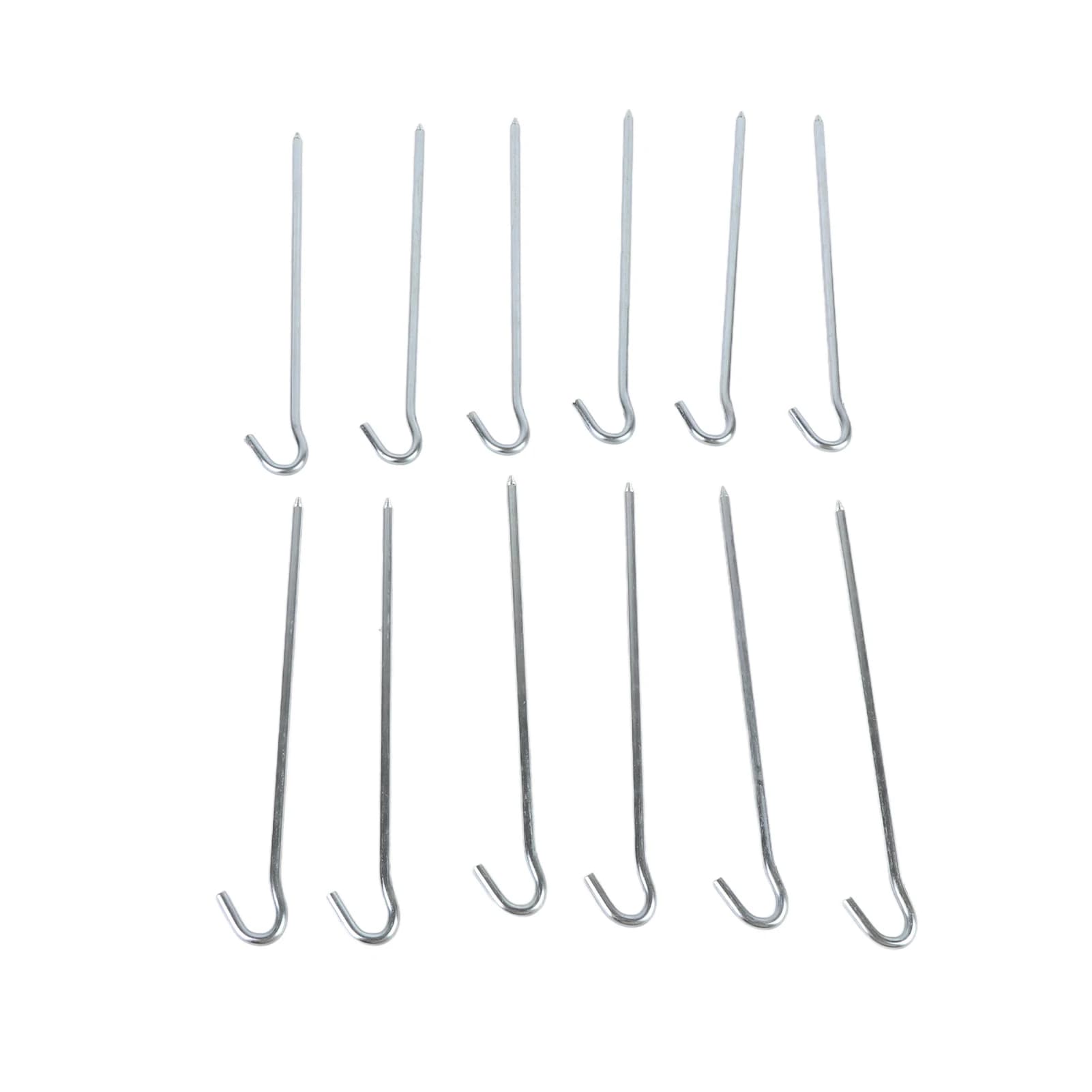 12Pcs/Set Tent Ground Stakes Heavy Duty Galvanized Iron Tent Ground Pegs for Outdoor Camping Backpacking Metal Tent Stakes