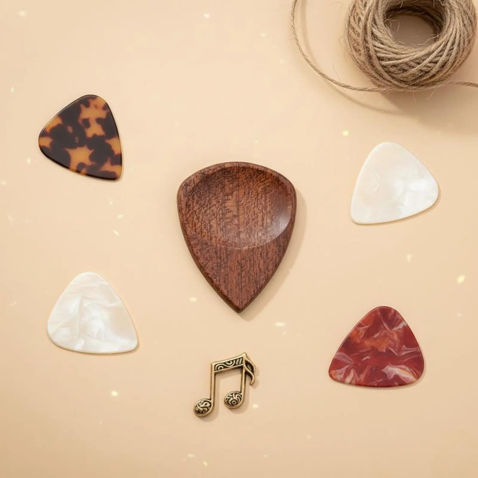Hardwood Wood Plectrum Container Vintage Design Wooden Guitar Pick Box Handmade Pick Storage Box Attractive Closure