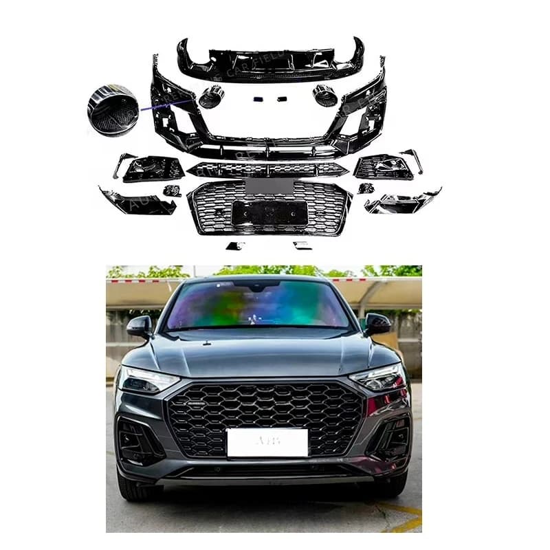 Front bumper body kit 2018 for Audi Q5 updated to RSQ5 SQ5 Star Shine front grill diffuser