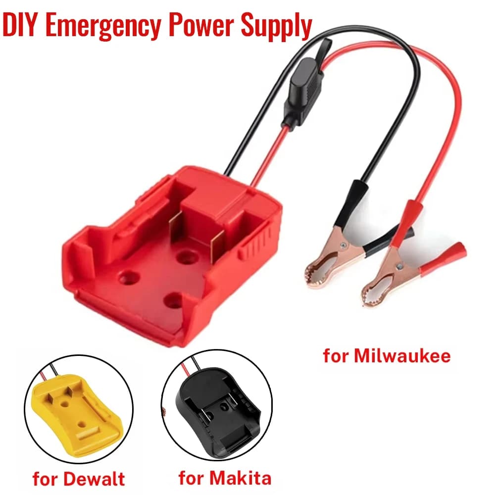 Avviatore di Emergenza per Batterie Makita DeWalt Milwaukee 18V, Cavo Booster per Auto con Fusibile, Adattatore di Emergenza Automobilistico Fai-da-Te