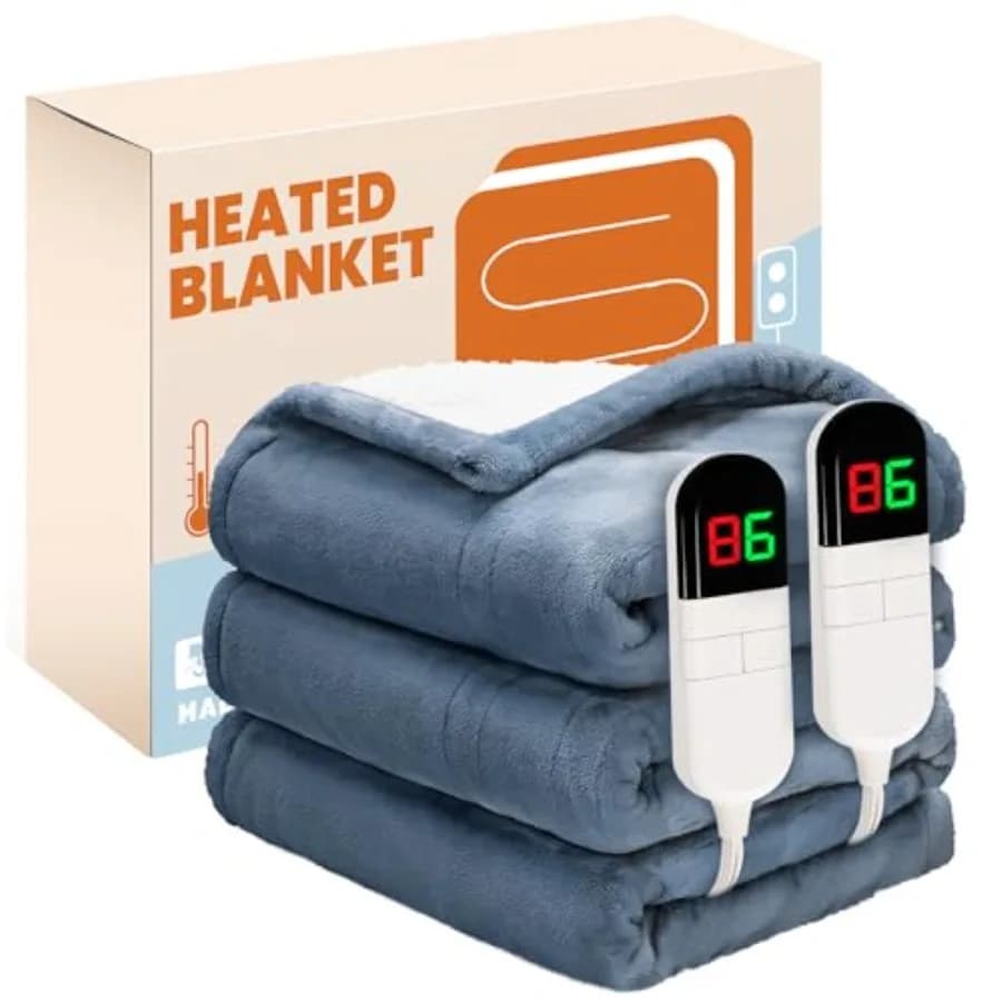 Coperta Elettrica Riscaldata in Flanella e Sherpa, Riscaldamento Rapido, Morbida Coperta in Pile Riscaldata Misura Queen 84"x90" con 8 Livelli di Riscaldamento e 8 Ore di Autonomia