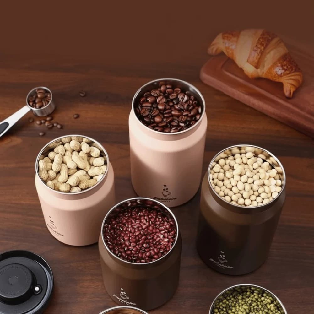 Stainless Steel Vacuum Coffee Container Thickened Keep Fresh Coffee Bean Storage Rust-proof Moisture-Proof Tea Spice Container