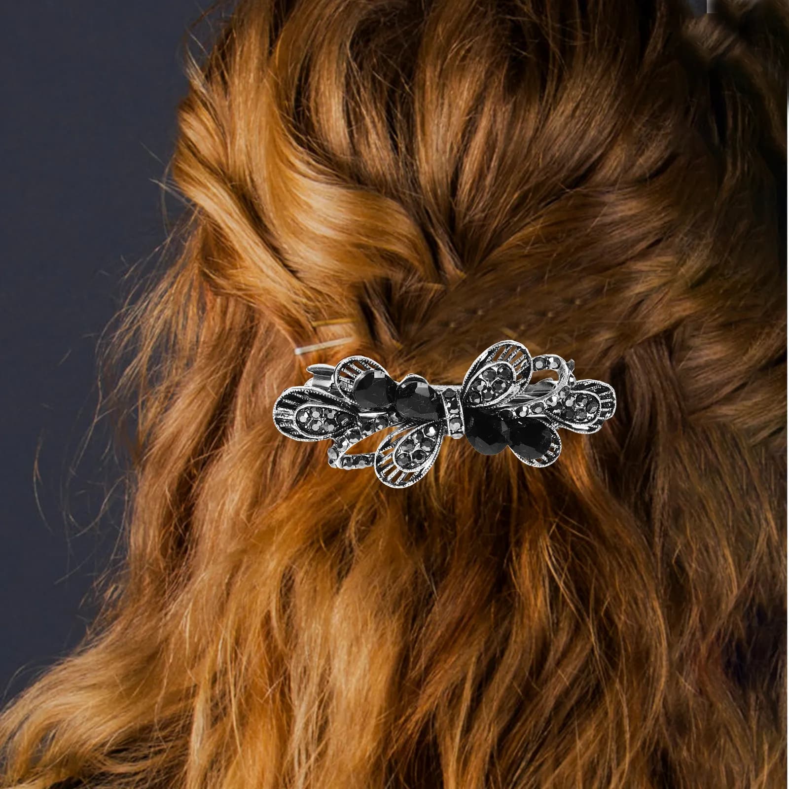 Hair Clip with Rhinestones, Luxurious and Sparkling, Metal, Elegant Bling Accessories for Women's Hairstyles, Weddings and Wedding Party