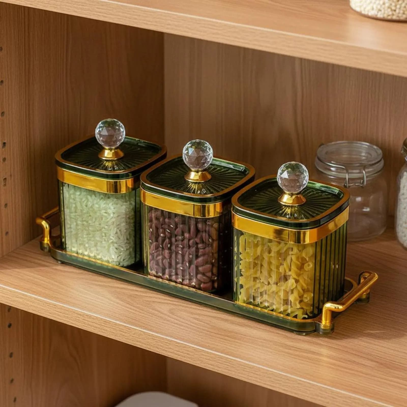 Set di Contenitori Decorativi per Snack con Chiusura Ermetica, Set di Barattoli di Lusso per Alimenti con Coperchio e Vassoio per Caramelle