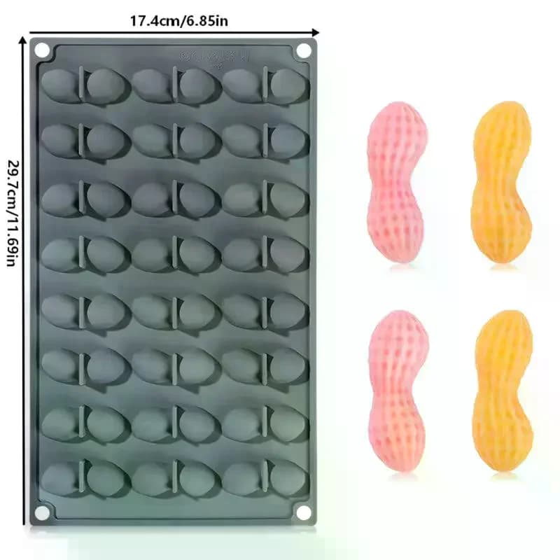 Stampo in Silicone per Mousse a 24 Fori a Forma di Arachide, Utensili per Decorazione Torte, Stampo per Cioccolato, Muffin, Fondente, Candele Fai-da-Te, Accessori da Cucina