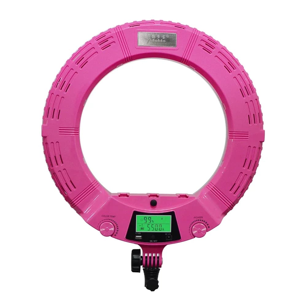 Yidoblo AX-480EII Lampada ad Anello per Trucco e Tatuaggi 18" 240 LED; Luce Calda e Fredda Regolabile + Treppiede + Borsa per il Trasporto