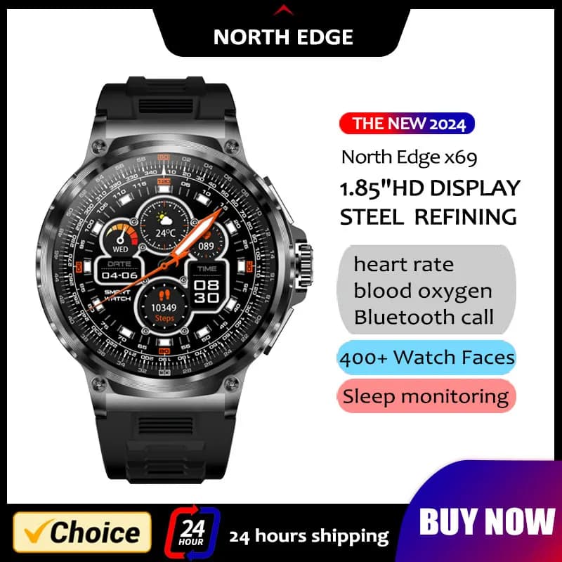 NORTH EDGE 1.85 'Display HD Men Watch Smart 710mAh Large Size Battery Sport Fitness Tracker Heart Monitor Smartwatch For Android IOS