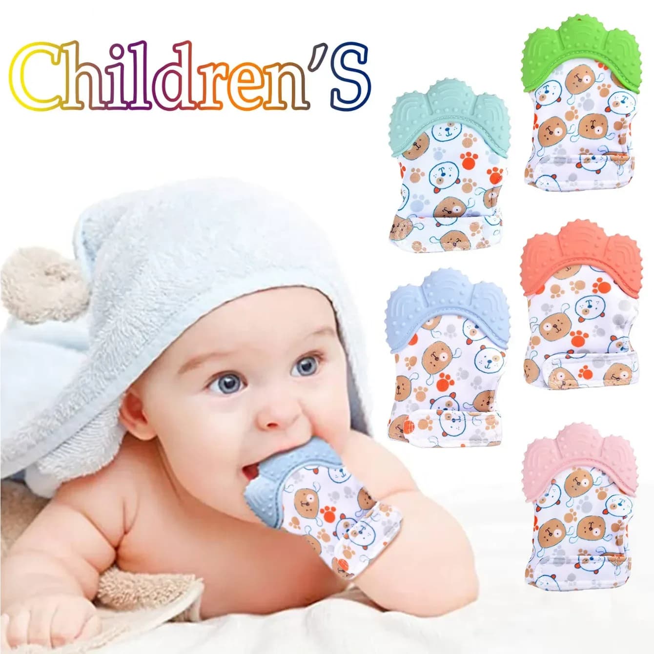 Guanti in silicone per la dentizione del neonato Guanti da masticare traspiranti multistrato Giocattoli per la dentizione del bambino Succhietto per bambini Massaggiagengive Giocattoli per la dentizione