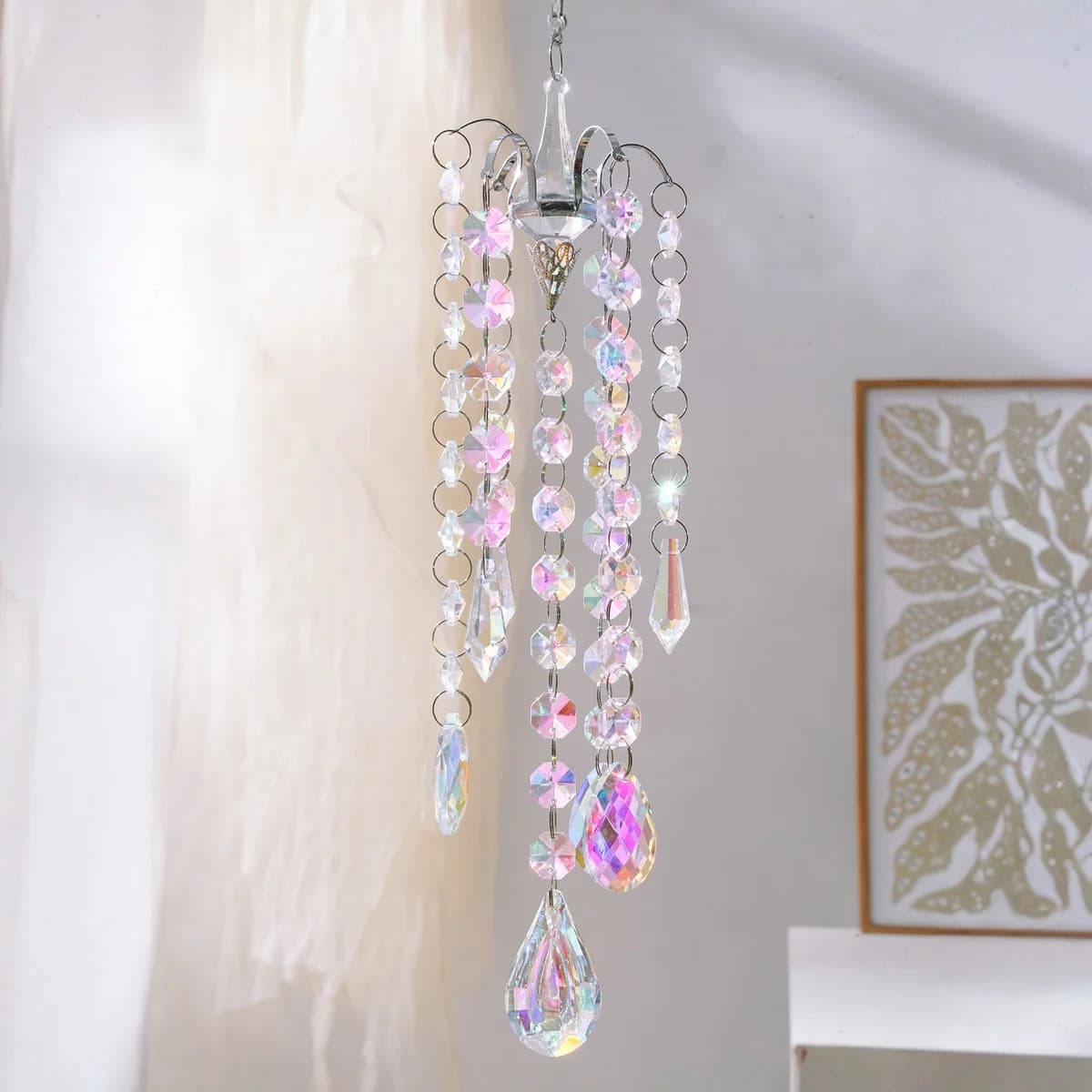 1PC, Creative Room Window Room Balcony Sunlight Catcher Iriered Crystal Wind Chime Pendant Crystal Decoration