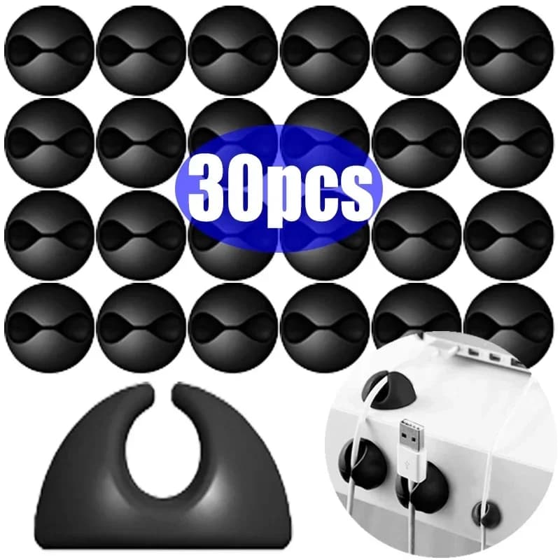 2-30pcs Car USB Cable Organizer Self-Adhesive Cables Bracket Cable Clamp Silicone Cable Tie Fixer Car Storage Clip Accessories