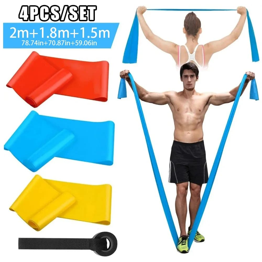 4Pcs/Set Elastic Fitness Bands Resistance Bands Tapes Yoga Pilates Crossfit Stretching Muscular Work Out Equipment