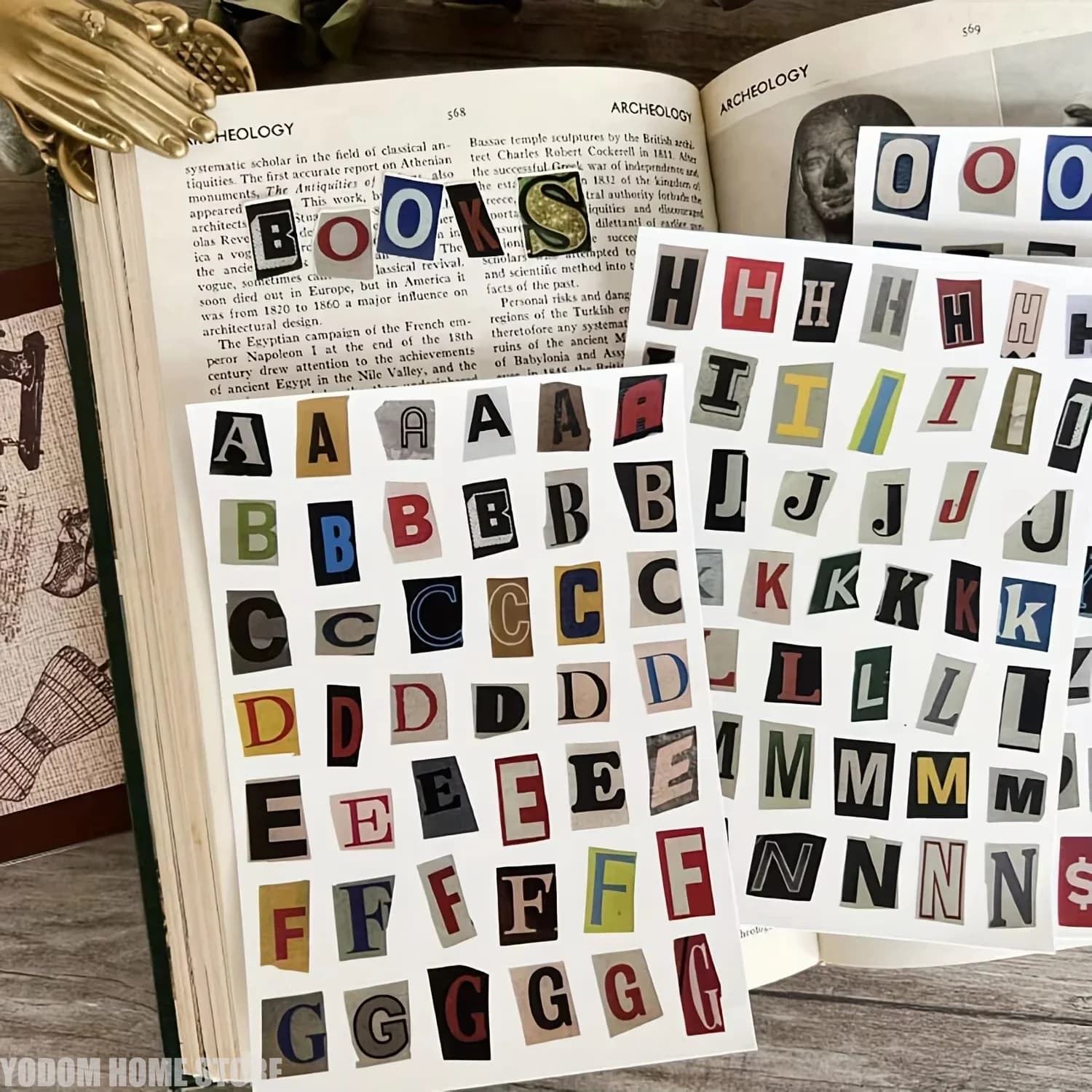 181pcs Vintage Letter Sticker Pack, 4-Sheet English Alphabet & Number Symbols for Journaling, Scrapbook Aesthetic Supplies Kit