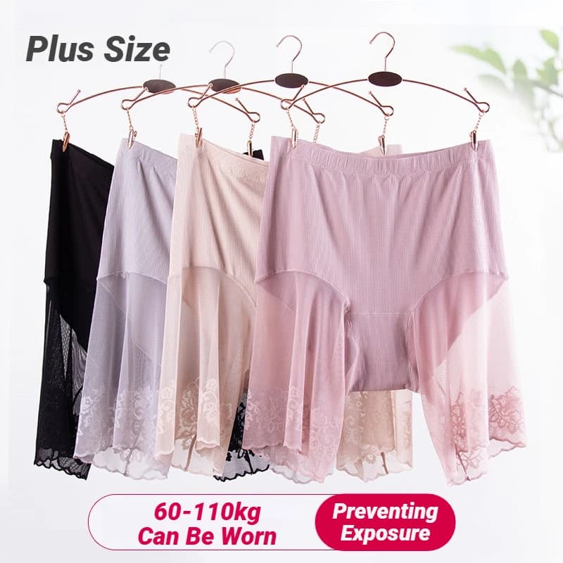 Plus Size Safety Short Pants Summer Women Seamless Underskirt Shorts Anti Rub Thigh Boyshorts Sexy Lace Boxers Pregnant High