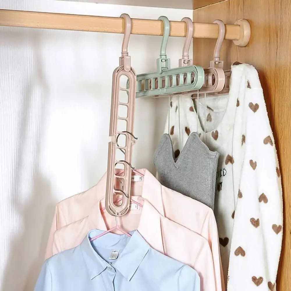 Clothes rack Foldable space for 9 holes, 360 degree slides, Multifunctional for Wardrobe