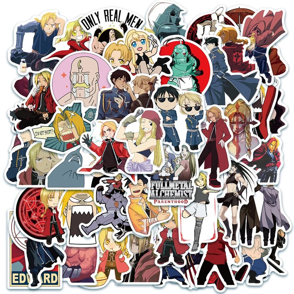 10/30/50pcs Anime Fullmetal Alchemist adesivi fantastici cartoni animati decalcomanie fai da te skateboard notebook telefono bici pacchetto di adesivi Manga classici