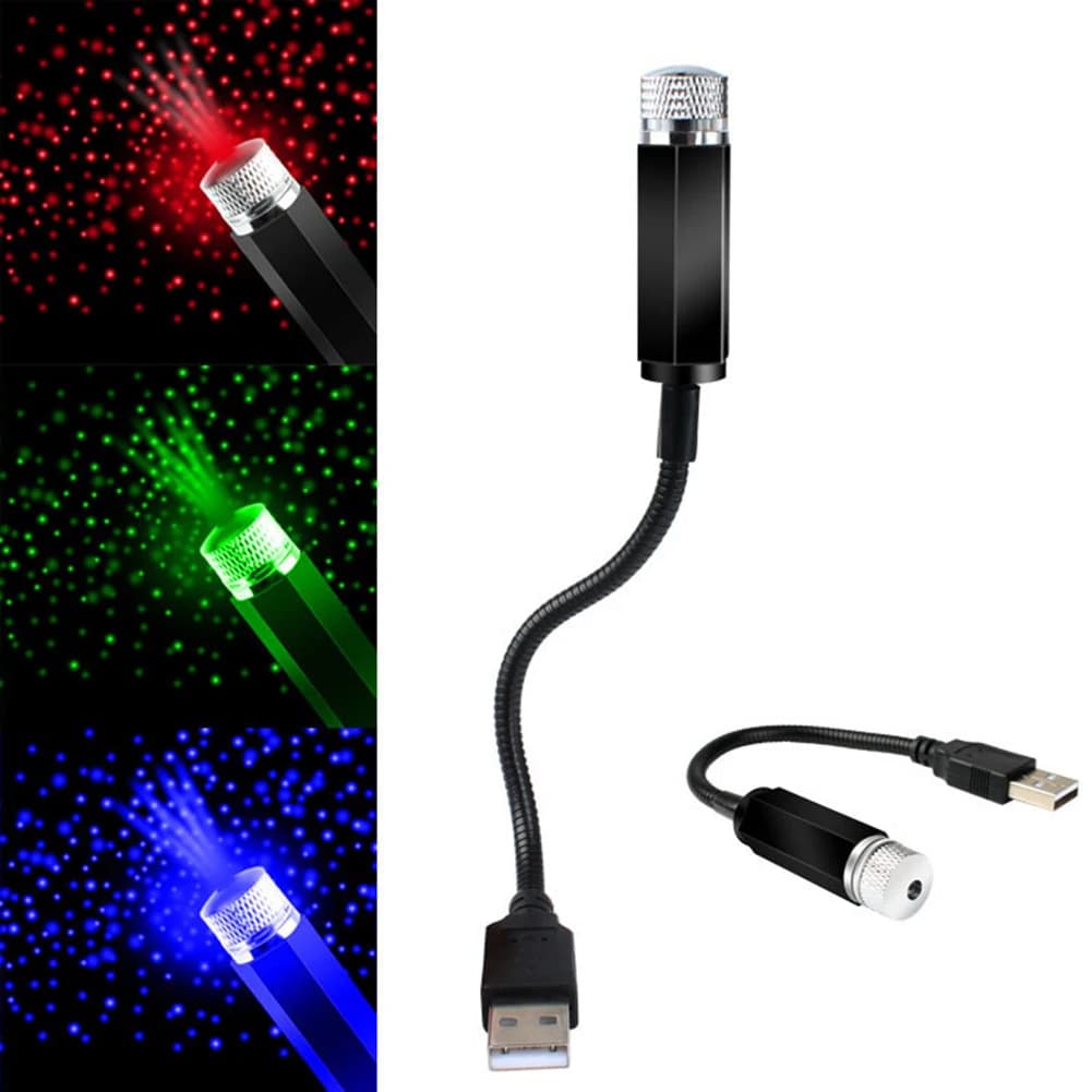 Mini luce notturna per auto romantica 12V 0.3A Lampada per proiettore stellare Lampada decorativa per auto regolabile a 360 gradi per la decorazione del soffitto della stanza