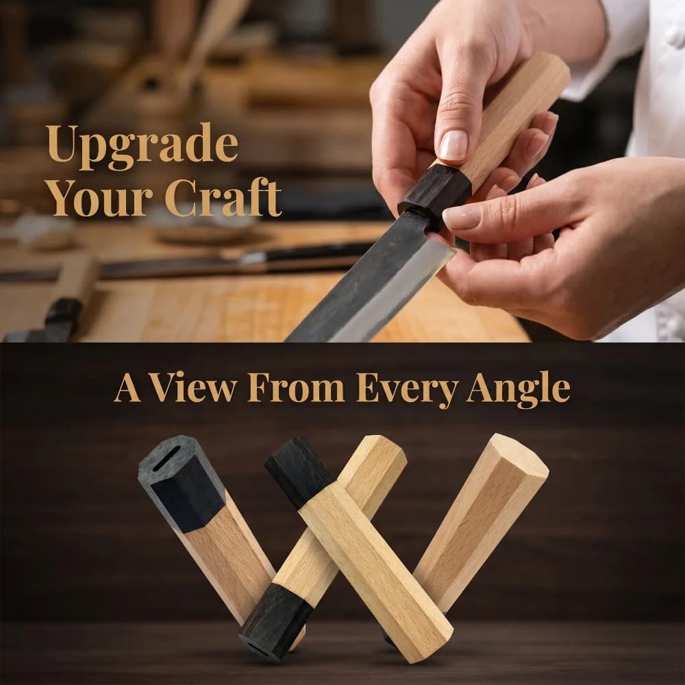 Hardwood & Ebony Spliced Octagonal Knife Handle Blank Handmade Craft Supply for Kitchen EDC Knives