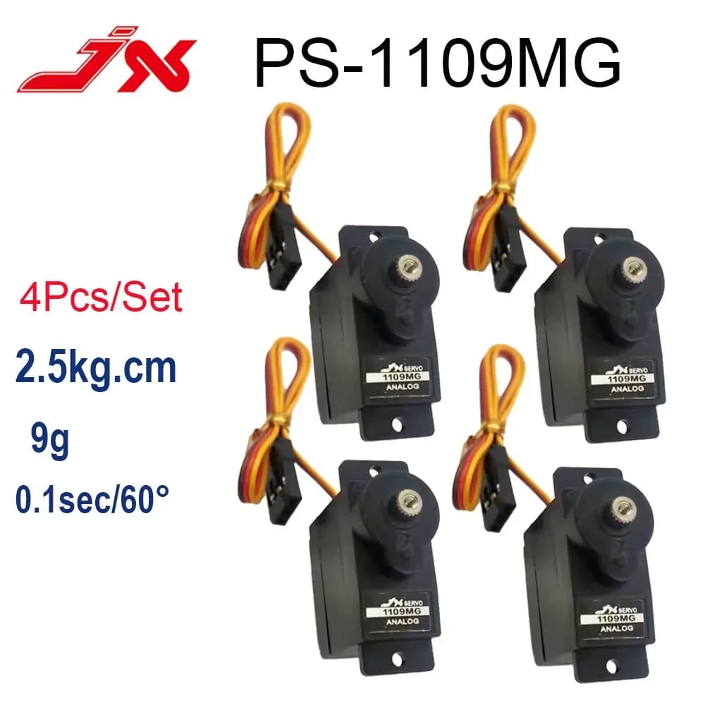 4 pezzi JX Servo PS-1109MG 9g 2.5kg Metal Gear Servo analogico per 1/18 RC auto aereo barca Robot braccio elicottero RC giocattoli parti