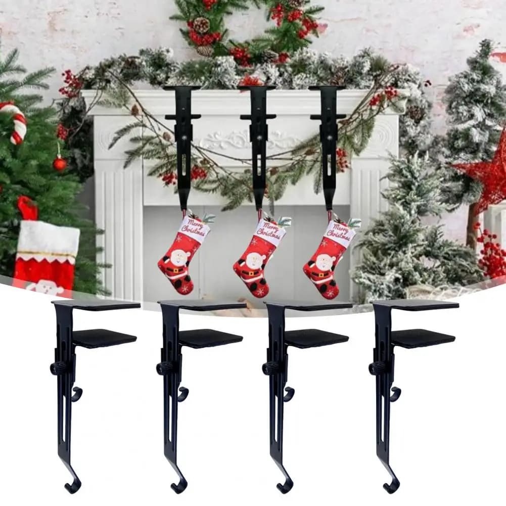 Door wreath for door, Christmas decoration, Christmas stocking hook, set of supports for garlands, durable, adjustable for shelf