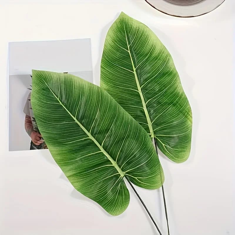 10 Pezzi di Foglie di Banano Artificiali Realistiche, Rami di Palma, Pianta Verde in Tessuto, Decorazione per Casa e Giardino, Matrimoni, Lauree