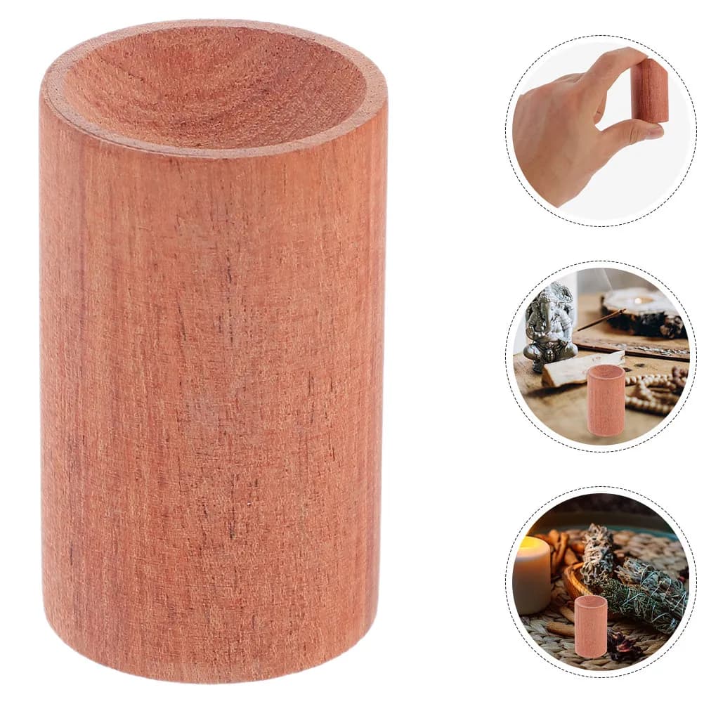 Set of 4 Cylindrical Supports in Wood for Essential Oil Diffusers, Exhibitive Pillars in Natural Wood for Aromatherapy, Home Decoration
