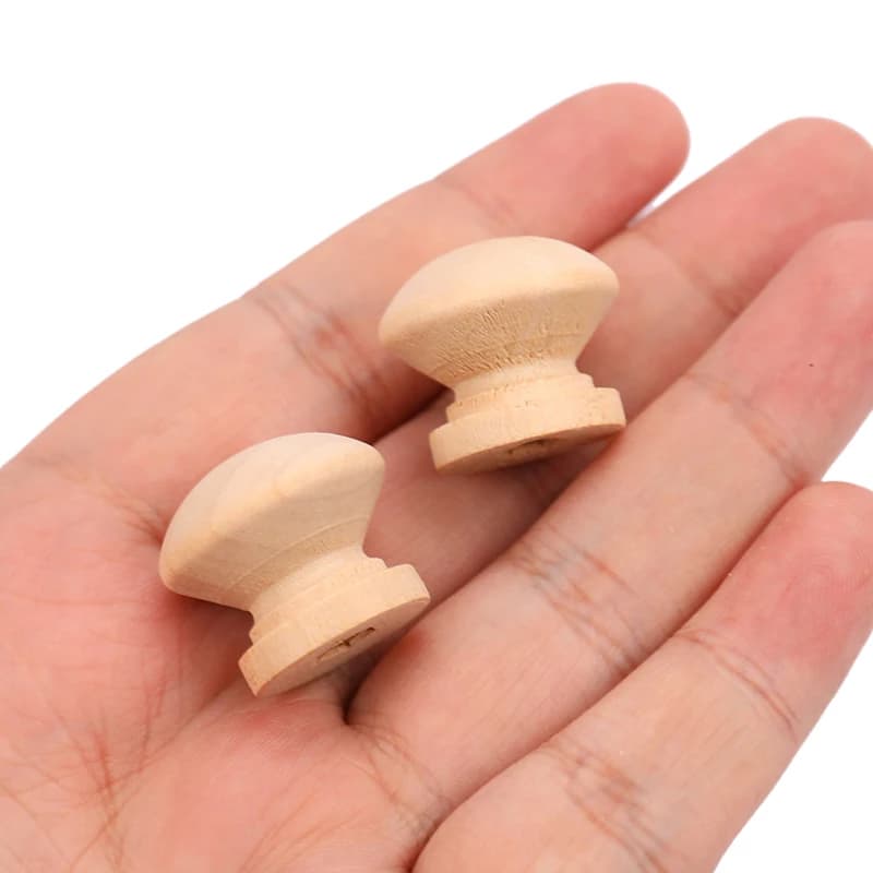 10 maniglie in legno naturale da 2,4x2 cm per armadi, cassetti e guardaroba