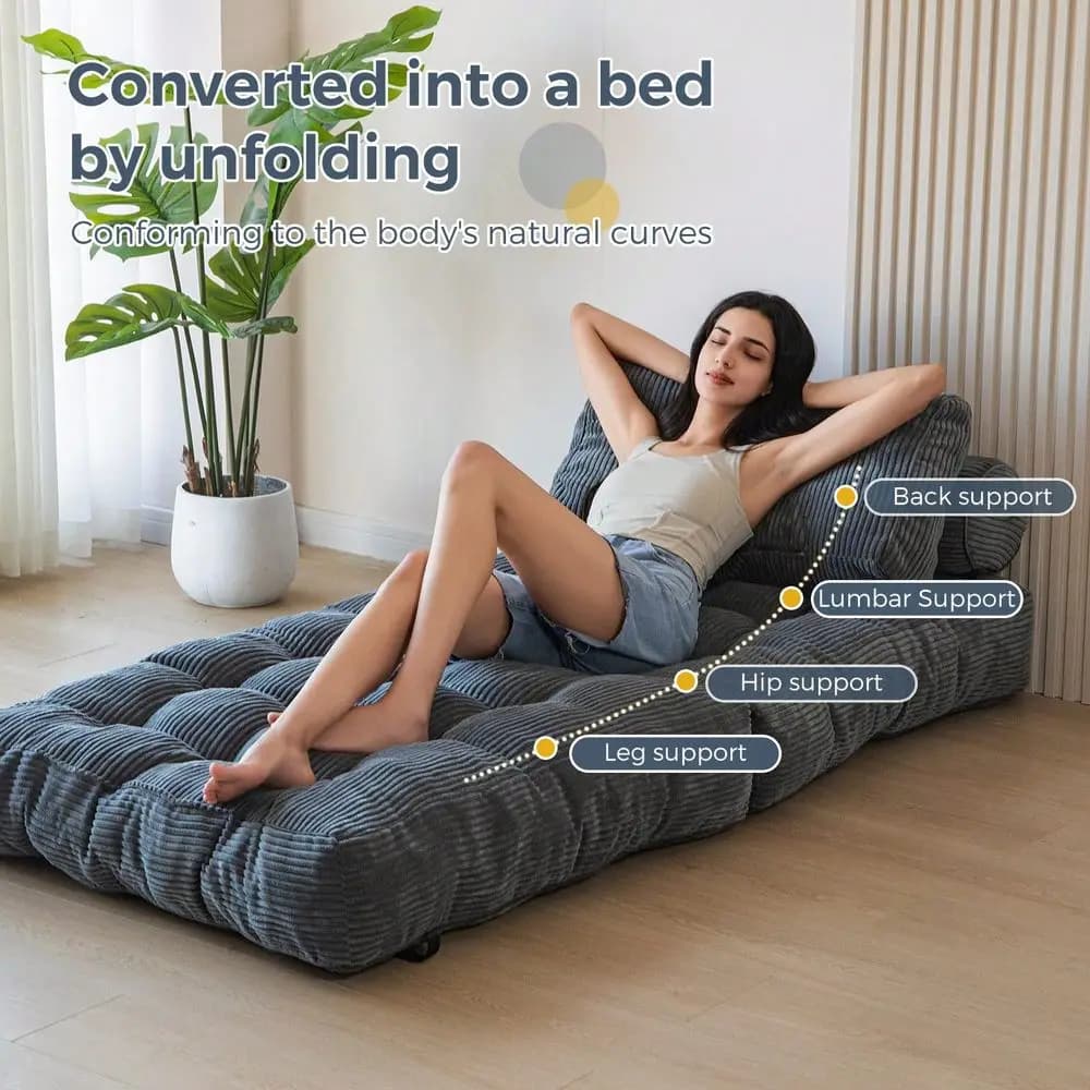 Folding Sofa Bed,Convertible Floor Sofa With Pillow And Back Support,Portable Fold Out Chair Bed Comfy Floor Sofa Lounge For Living Room Bedroom