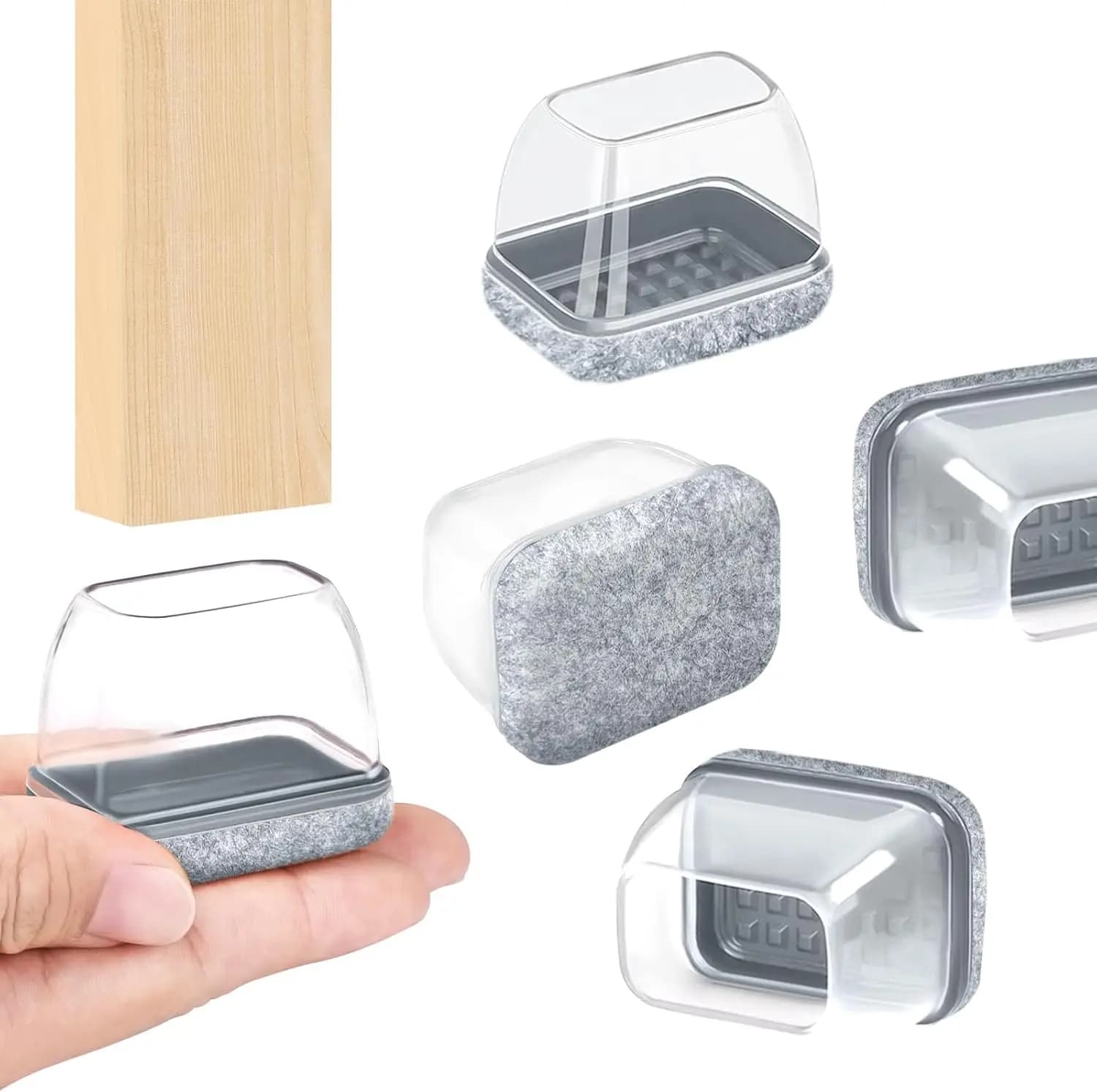 8 pezzi coprigambe rettangolari per sedie protezioni per pavimenti per gambe diagonali piedini per tavoli per mobili in silicone proteggono per il tavolo della sedia senza rumore