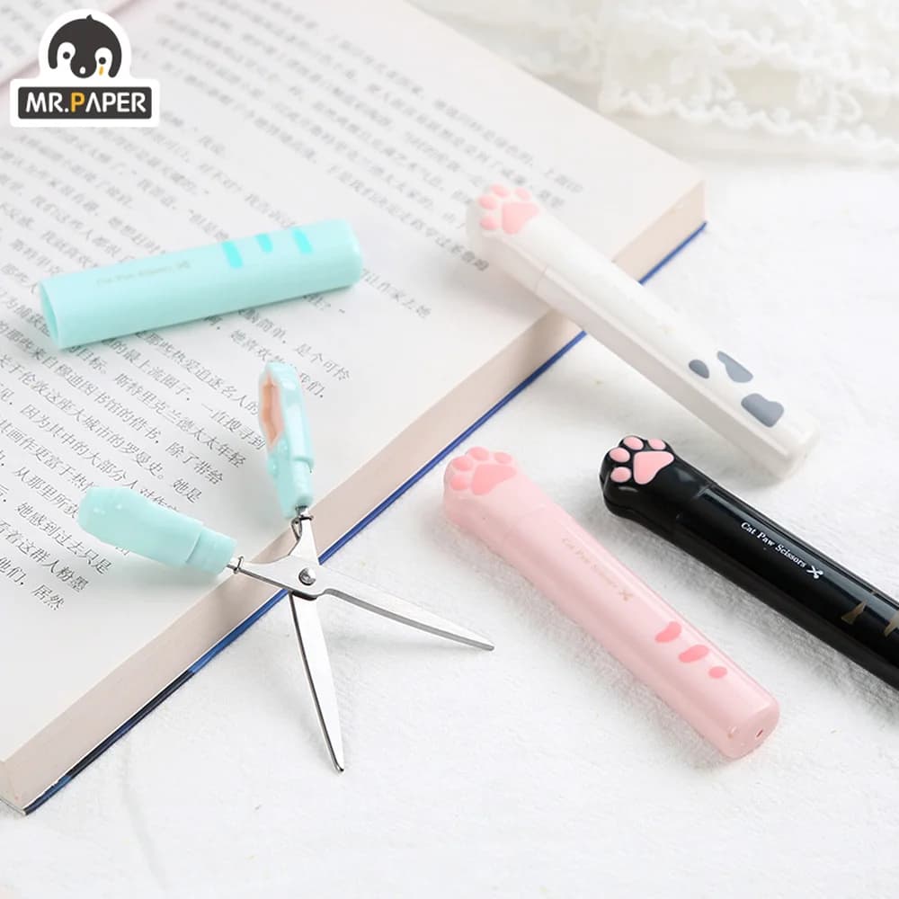 Forbici per zampa di gatto in acciaio inossidabile da 4 stili, utensile da taglio per carta portatile carino creativo, strumento artigianale per forniture per diario per studenti
