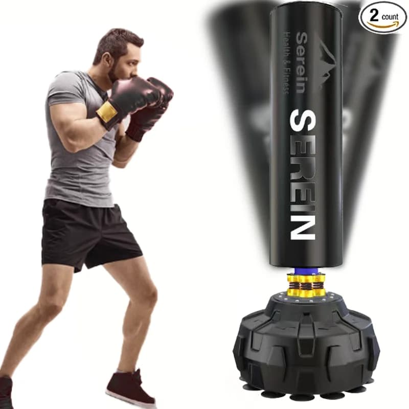 Independent boxing bag from 70'''' - 205 lbs, with boxing glove and suction base, ideal for adult kickboxing support