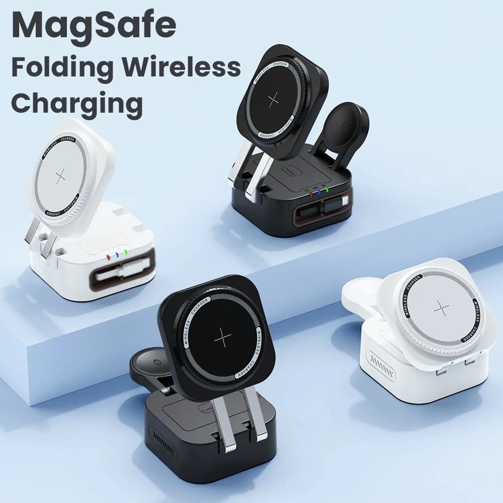 Stazione di ricarica wireless pieghevole magnetica 3 in 1 per iPhone 15 14 13 Pro Max Supporto di ricarica rapida per stazione AirPods 2/3 IWatch